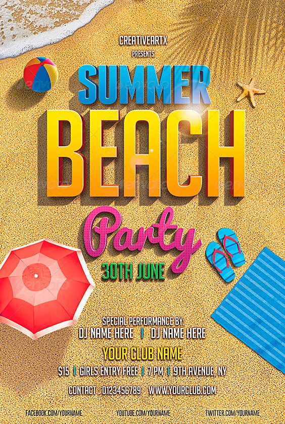 Beach Party Flyer Template Download Great Summer Flyer Templates