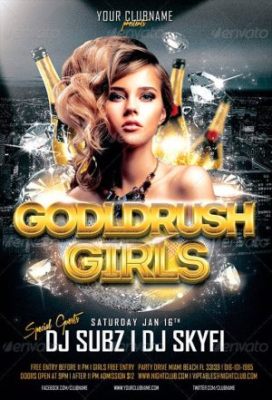Goldrush Girls Club Party Flyer Template