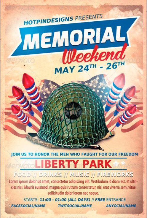 Memorial Day Event Flyer Template - Club party PSD at FFFLYER.com