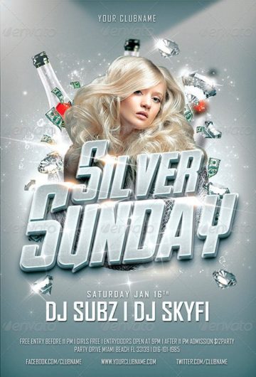 Silver Sunday Club Party Flyer Template