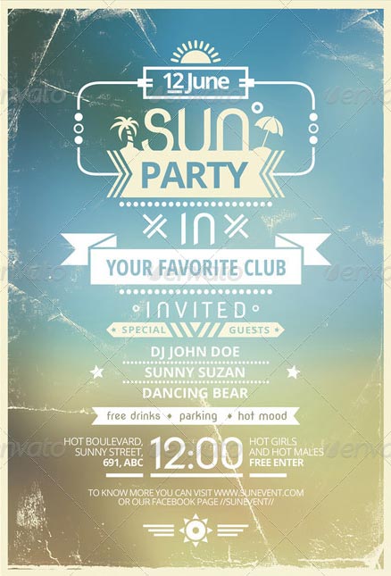 Sun Summer Party Flyer Template