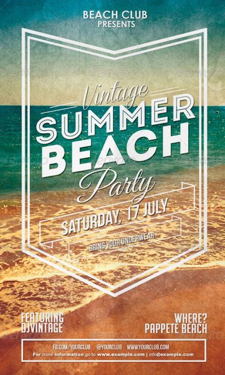 Vintage Summer Beach Party Flyer - Best PSD Club Party Flyer Templates