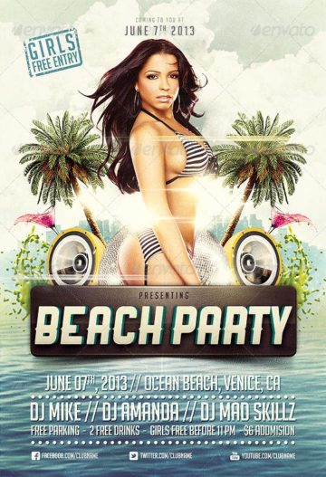 Beach Party - Club and Party Flyer Print Design