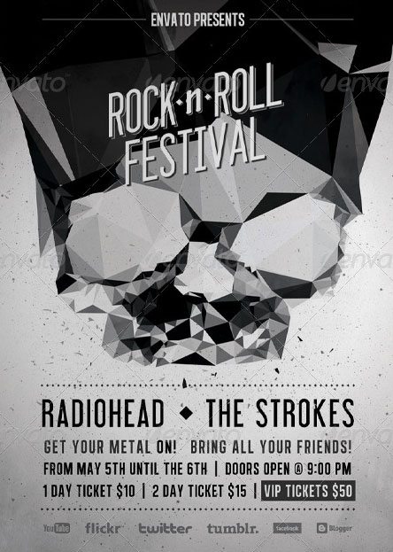 Black and White Rock Flyer Template