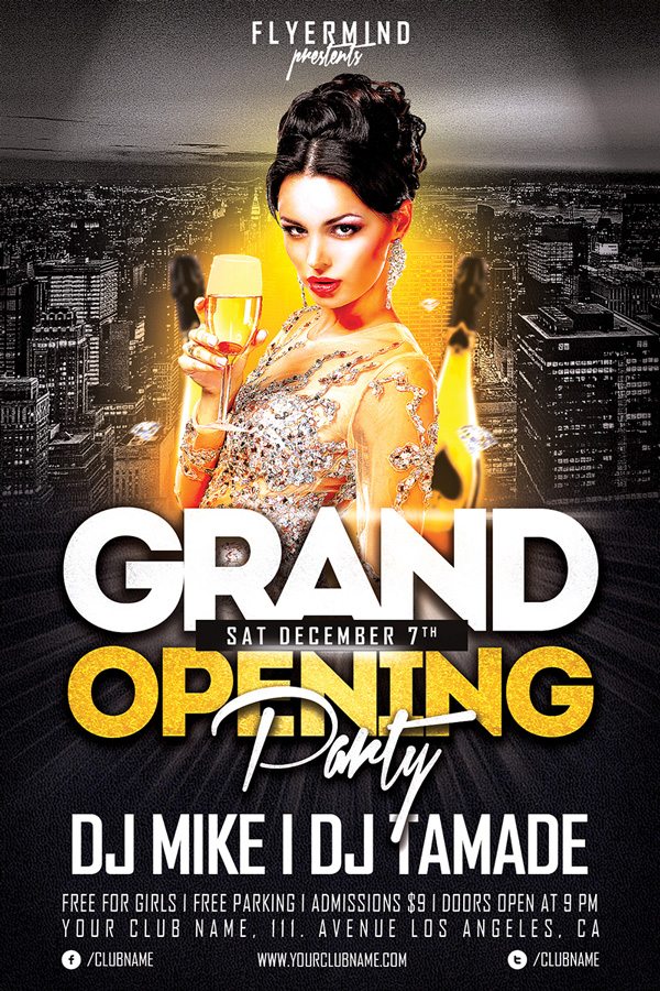 Grand Opening Party Free Club PSD Flyer Template