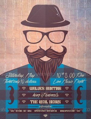 Retro Indie Hipster Party Flyer Template