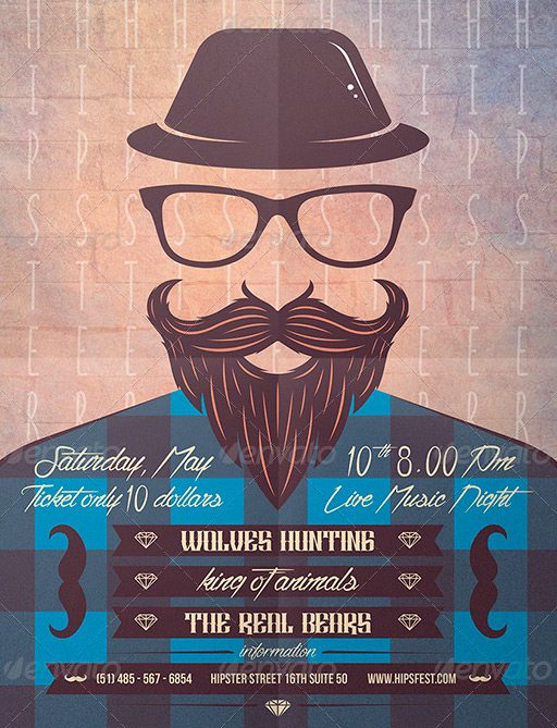 Retro Indie Hipster Party Flyer Template