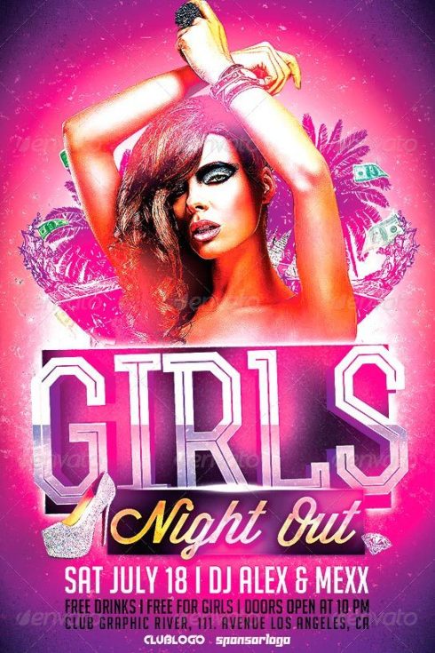 Girls Night Out Party Flyer Psd Template Club And Party Ffflyer 