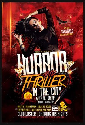 Horror and Thriller Halloween DJ Party Flyer