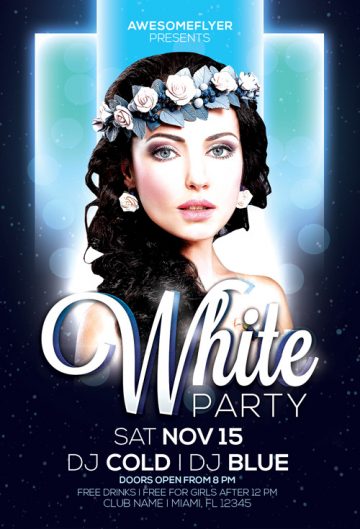 White Night Party Flyer Template
