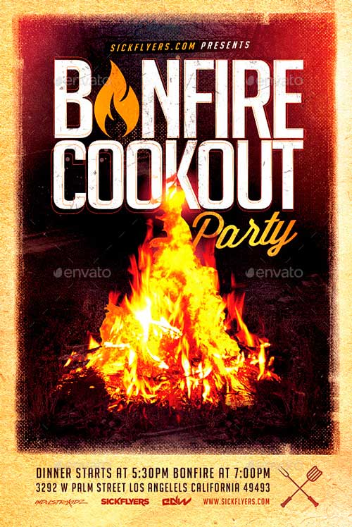 Bonfire Cookout Party Flyer
