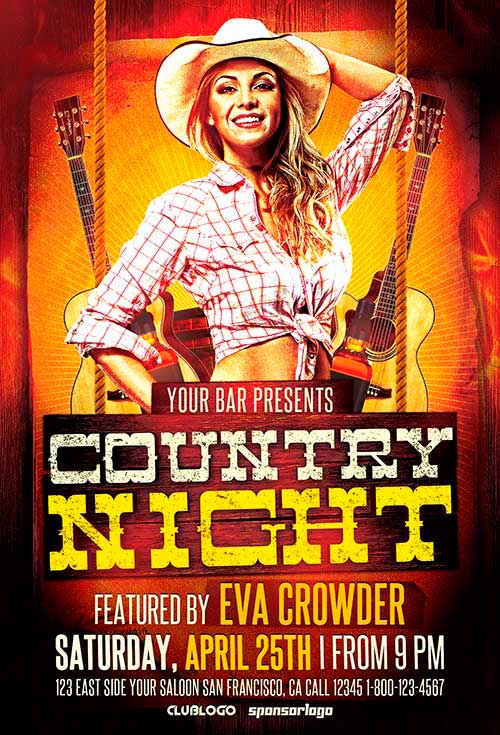 Western Country Night Flyer Template