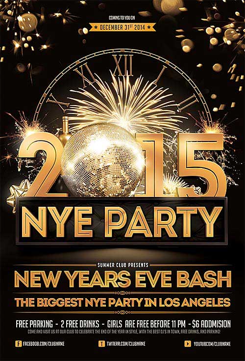 Free New Years Eve PSD Flyer Template FFFlyer