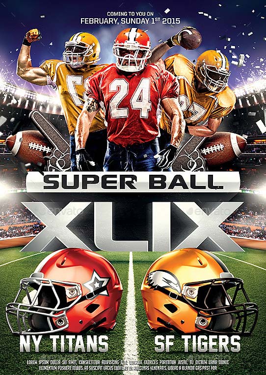 Super Ball Football Party Flyer Template
