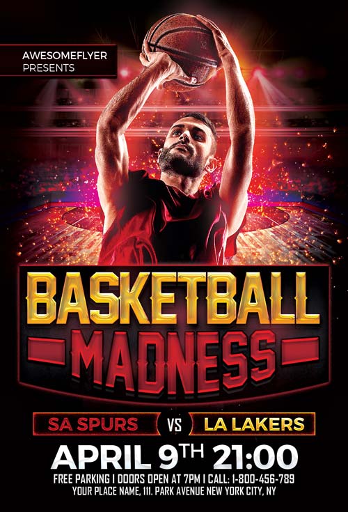 Free Basketball Madness Flyer Template