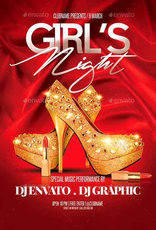 Girls Night Red Night Party Flyer Template