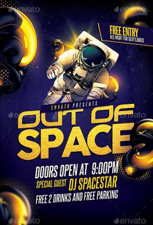 Out of Space Party Flyer Template