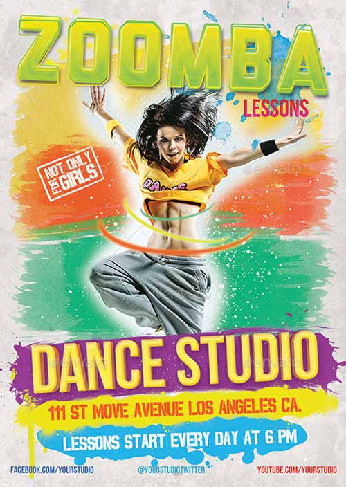 Zumba Fitness Lessons Flyer Template
