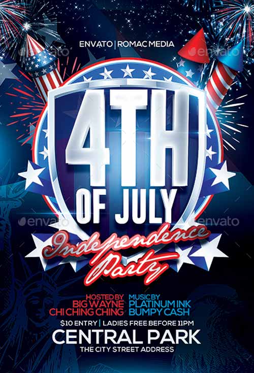 4th of July Party Flyer Template