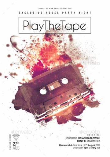 Play The Tape Minimal Party Flyer and Poster Template