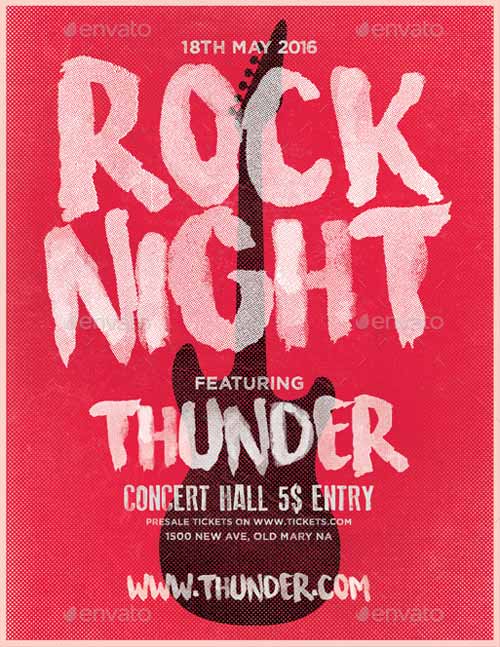 Rock Night Typography Flyer Template