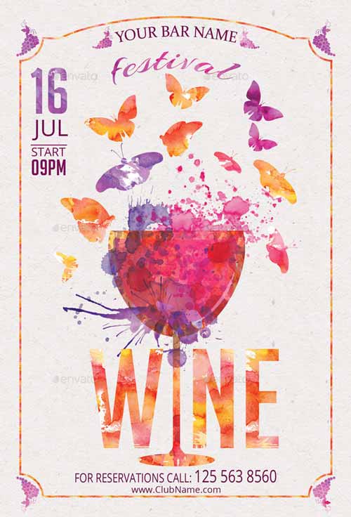 Wine Festival Flyer Template for Photoshop