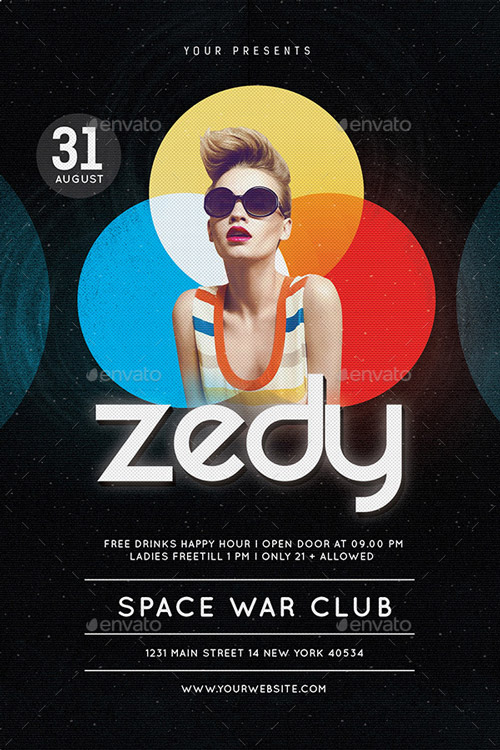 Electro Dj Color Party Flyer Template