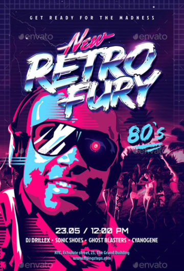 New Retro Fury Party Flyer Template