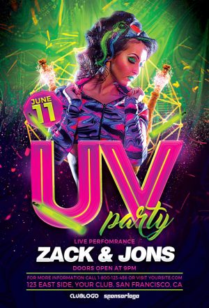 UV Party Flyer Template for Photoshop