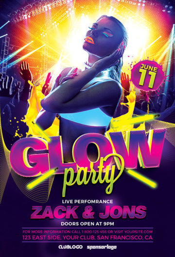UV Glow Party Flyer Template