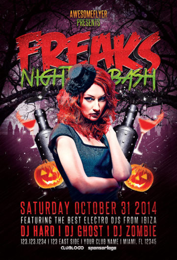 Freaks Night Halloween Party Flyer Template