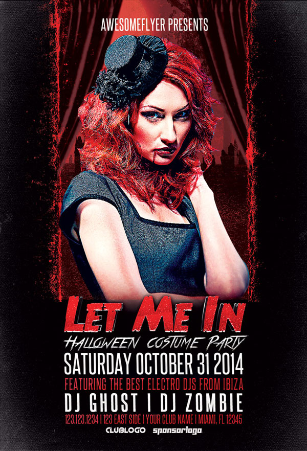 Let Me In Halloween Party Flyer Template