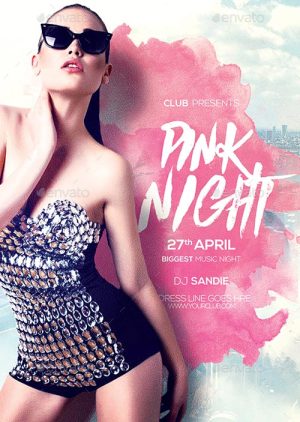 Pink Night Party Flyer Template