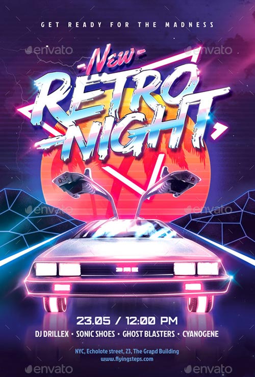 80`s New Retro Night Party Flyer Template
