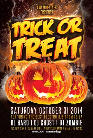 Trick Or Treat Halloween Party Flyer Template