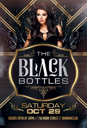 Black Bottles Party Flyer Template