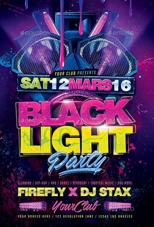 Black Light Party Flyer Template