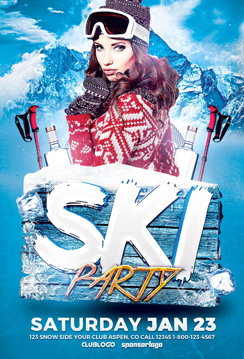 Ski Party Flyer Template