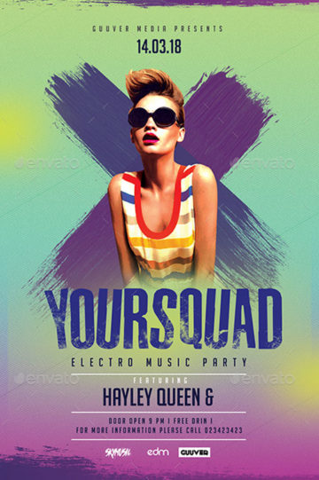 Squad Party Music Flyer Template