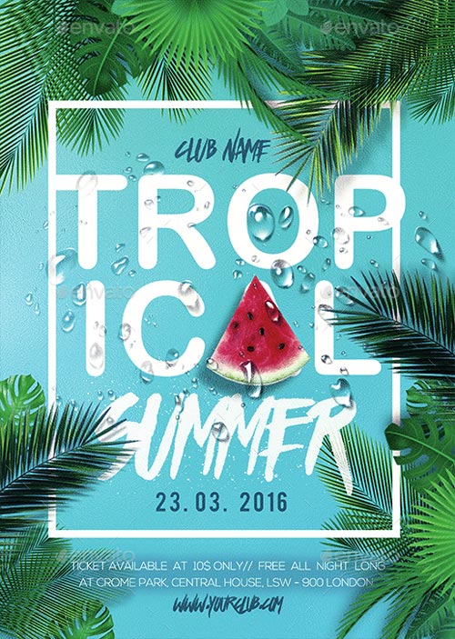 Topical Summer Party Flyer Template