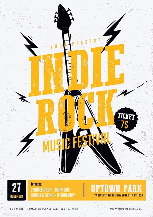 Indie Rock Music Festival Flyer Template