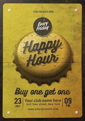 Vintage Happy Hour Flyer Template