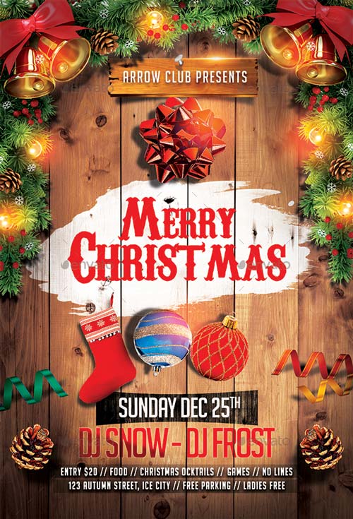 Merry Christmas Party Flyer Template Download Psd For Photoshop