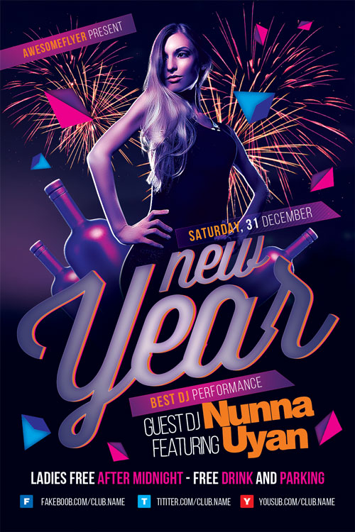 New Year Party Event Flyer Template Download Nye Flyer Ffflyer