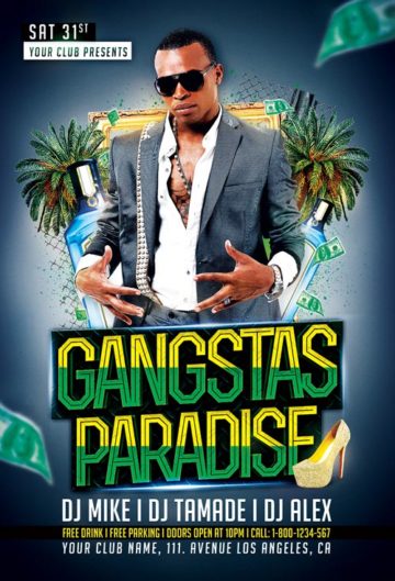 Gangsters Paradise Party Flyer Template
