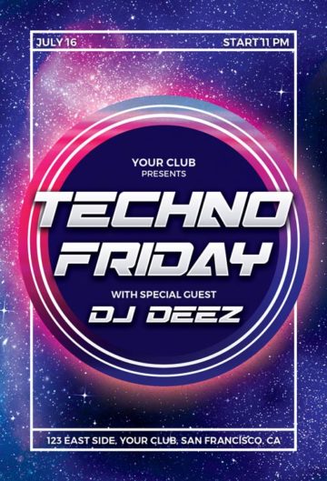 Techno Party Free PSD Flyer Template