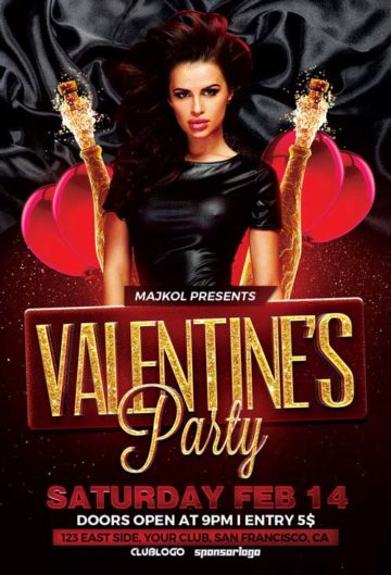 Valentine's Party Night Flyer Template