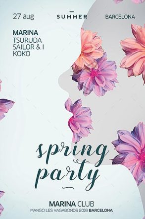 Spring Club Party Flyer Template - Flyer Templates for Seasonal Spring Parties and Club Events!