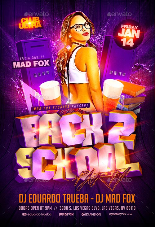 Back 2 School Party Flyer Template