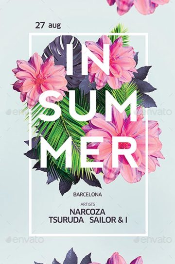 Electro Summer Flower Flyer Template